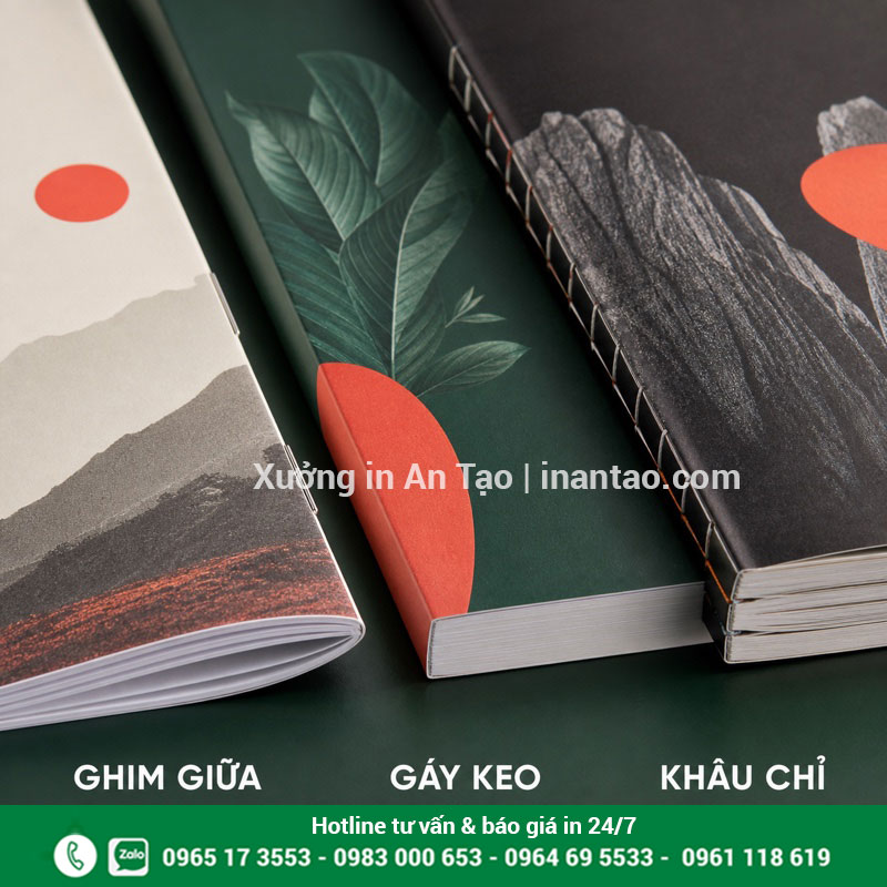 Các kiểu đóng cuốn khi in tạp chí Ba kiểu đóng cuốn tạp chí gồm ghim giữa gáy keo và khâu chỉ