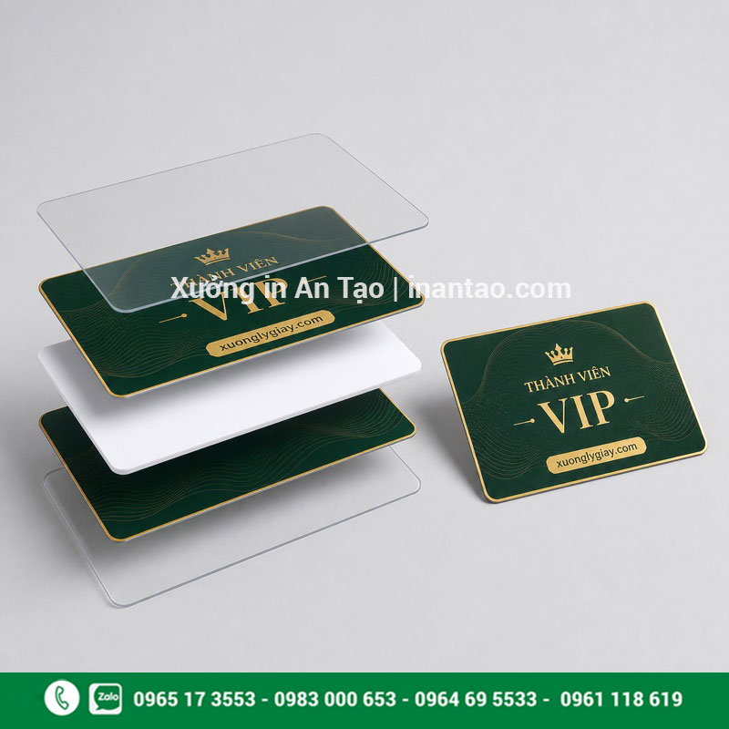Cấu tạo thẻ nhựa PVC bốn lớp Cấu tạo nhiều lớp khi in thẻ nhựa PVC