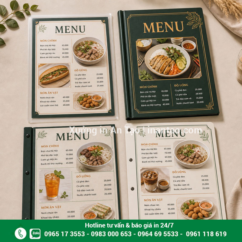 Giá in menu theo chất liệu và quy cách Các mẫu menu giấy, menu bìa cứng và giấy nhựa theo từng mức giá