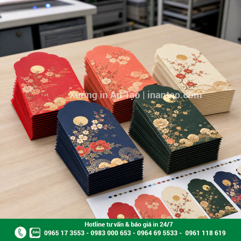 In bao lì xì số lượng ít có duyệt mẫu In bao lì xì số lượng ít với nhiều mẫu thiết kế đồng bộ