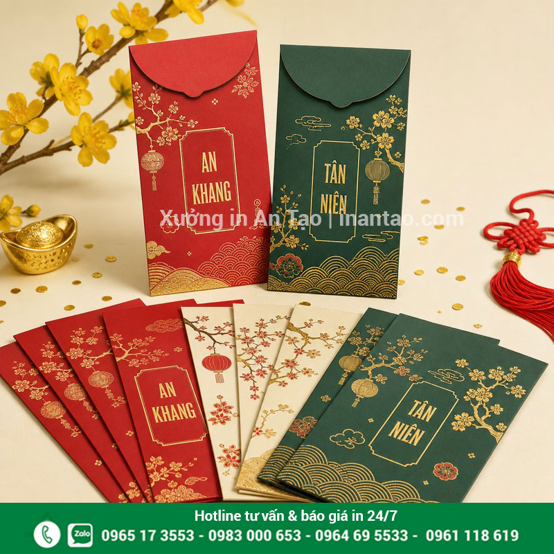 In bao lì xì đẹp theo nhận diện thương hiệu Mẫu in bao lì xì theo yêu cầu hoàn thiện tại xuonglygiay.com
