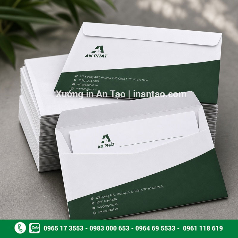 Mẫu bao thư A5 in màu chuyên nghiệp In bao thư A5 giấy Fort 120gsm theo nhận diện công ty