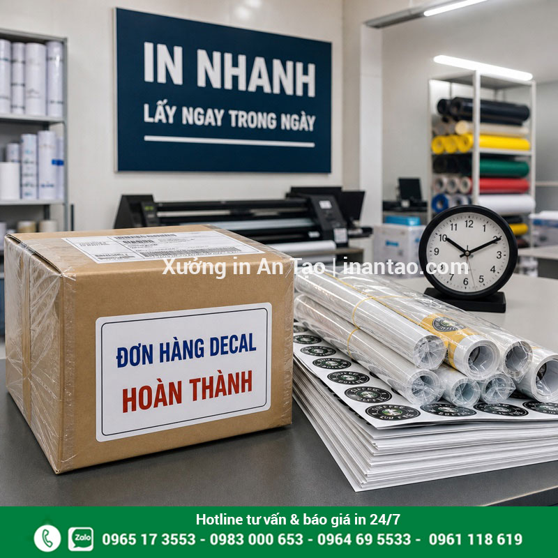In decal lấy liền tại TPHCM Đơn in decal lấy liền được đóng gói hoàn thành trong ngày