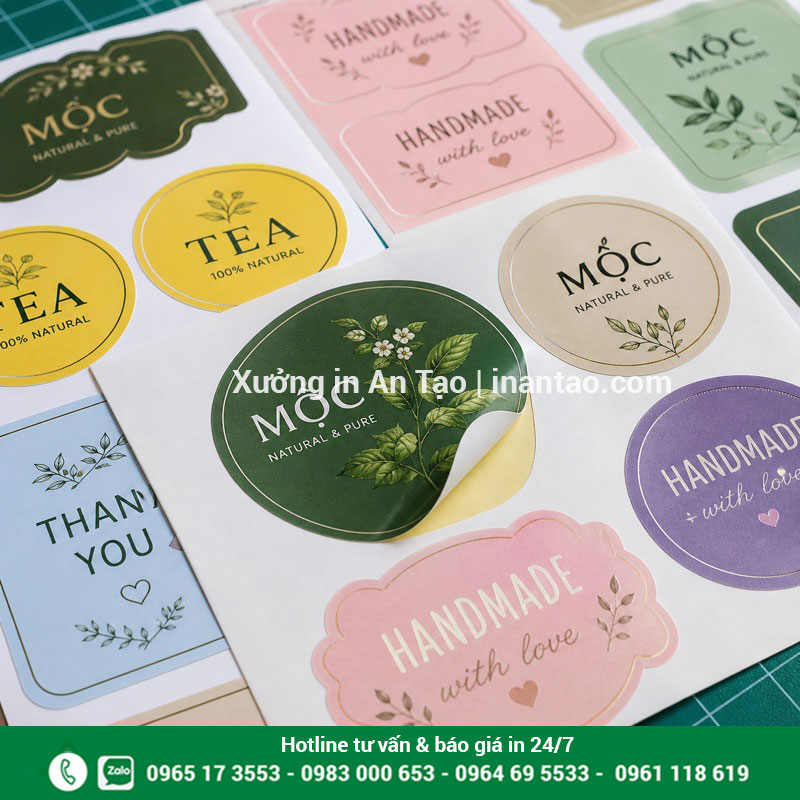 In decal sticker bế theo hình sắc nét Tờ in decal sticker nhiều hình dáng được bế hoàn chỉnh