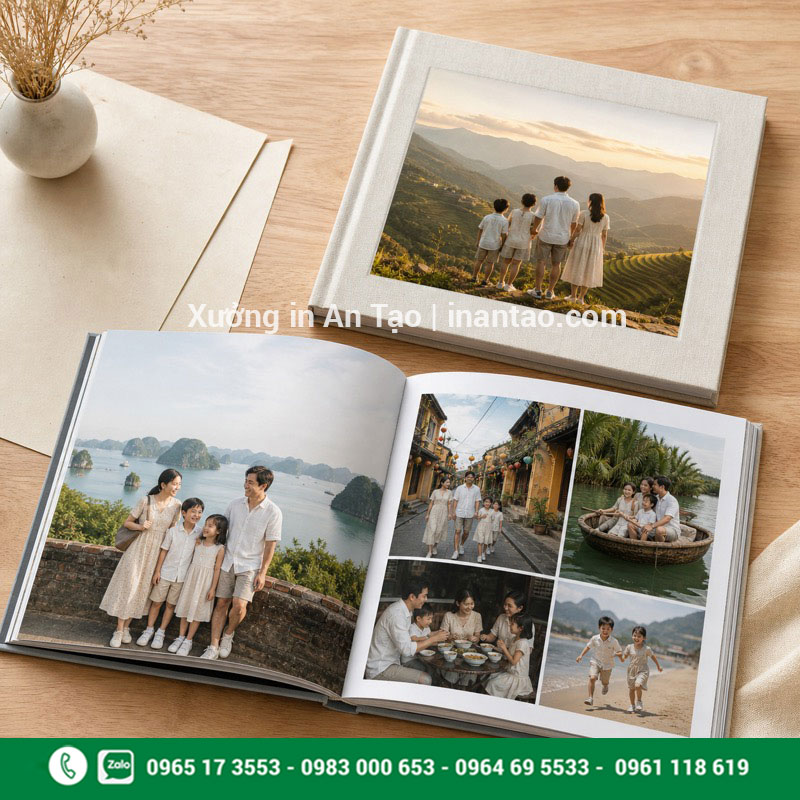 In photobook đẹp theo yêu cầu tại xuonglygiay.com In photobook đẹp theo yêu cầu với album gia đình mở phẳng