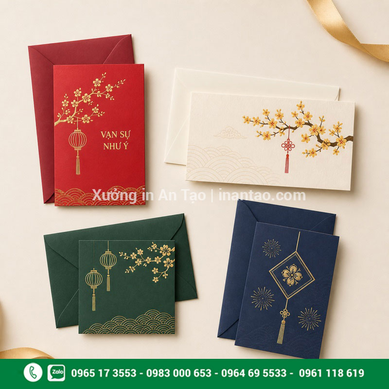 Kích thước in thiệp Tết phổ biến Các kích thước in thiệp Tết phổ biến kèm bao thư