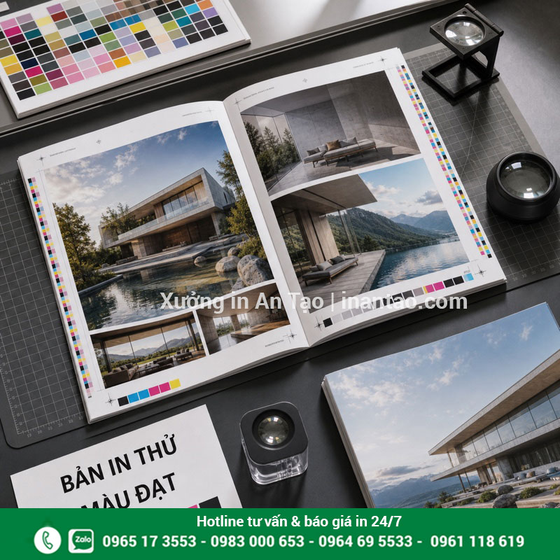 Kiểm màu trước khi in tạp chí số lượng lớn Kiểm tra bản in thử và màu sắc trước khi sản xuất tạp chí