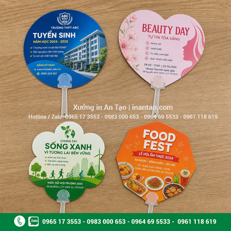 Các kiểu quạt giấy cầm tay tạo hình Mẫu quạt giấy cầm tay tròn tim hoa và lục giác