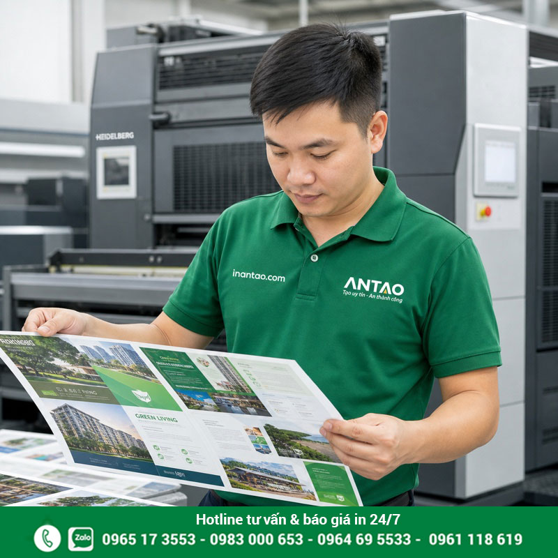 Quy trình kiểm tra màu in brochure tphcm Kỹ thuật viên Việt Nam kiểm tra bản in brochure tphcm tại xưởng