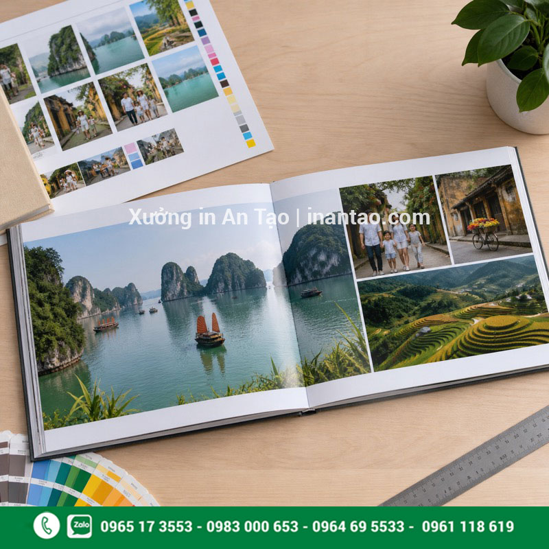 Thiết kế layout in photobook cân đối Thiết kế layout in photobook với ảnh gia đình và bảng màu