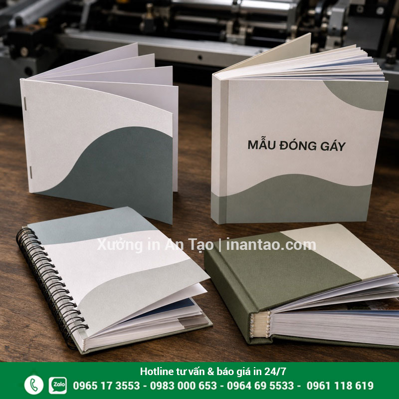 Chọn kiểu đóng gáy khi in sách theo yêu cầu Bốn kiểu đóng gáy sách gồm ghim, keo, lò xo và bìa cứng