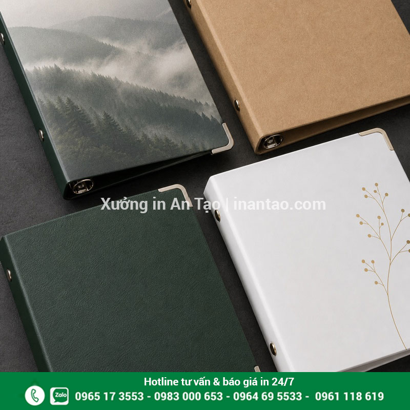 Chất liệu và gia công bìa còng Các chất liệu gia công bìa còng in giấy kraft và PU