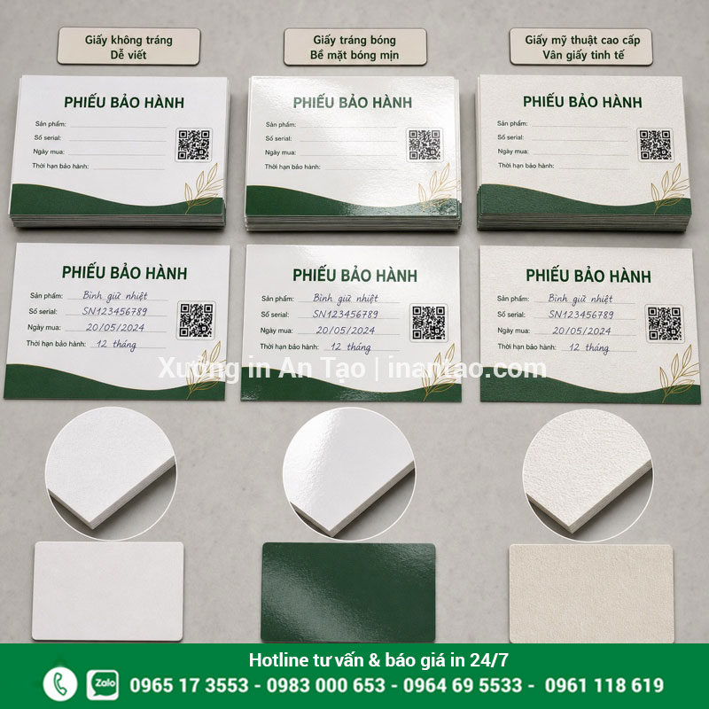 Các chất liệu giấy in phiếu bảo hành phổ biến So sánh giấy Offset Couche và giấy mỹ thuật để in phiếu bảo hành