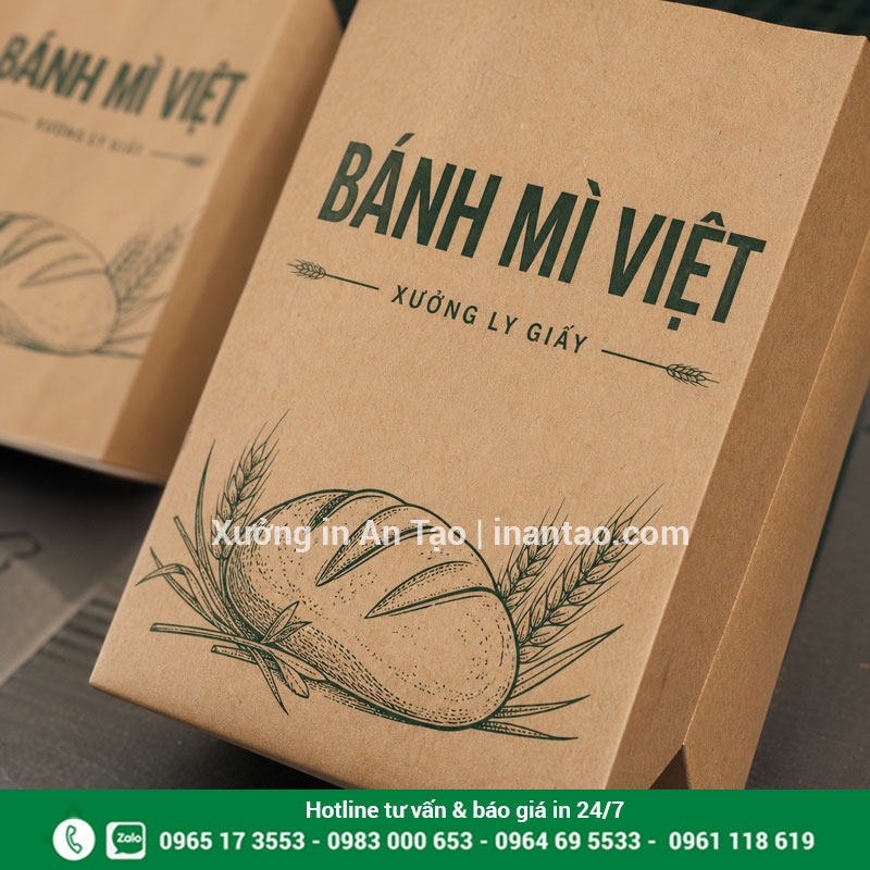 Kiểm tra chất lượng in bao bánh mì Cận cảnh chất lượng in bao bánh mì trên bề mặt giấy Kraft