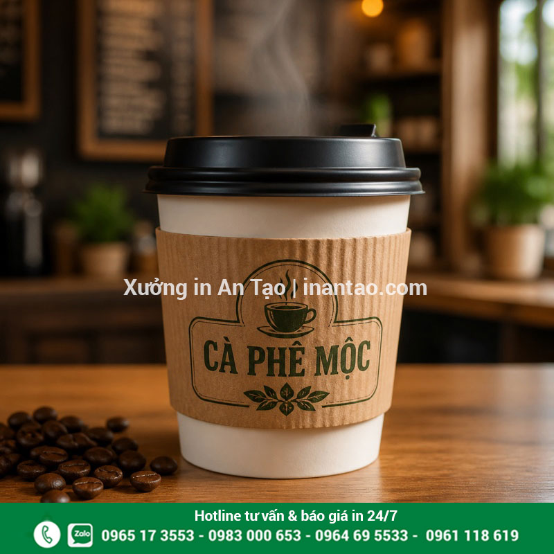 Cover chống nóng cho ly giấy cà phê Cover chống nóng bằng giấy gợn sóng ôm vừa ly cà phê nóng