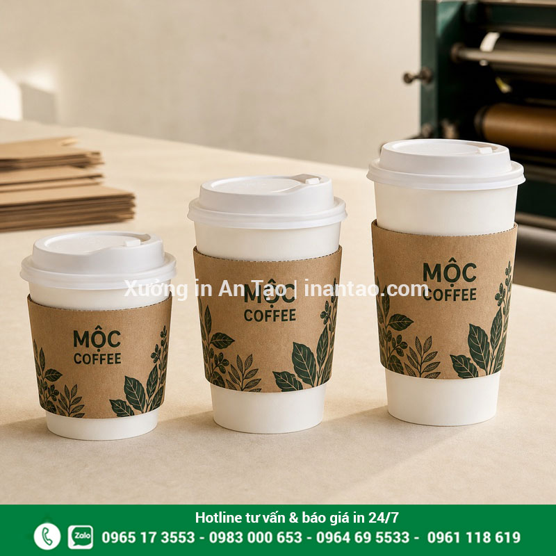 Mẫu cover ly giấy in logo theo yêu cầu Cover ly giấy in logo hoàn chỉnh cho nhiều cỡ ly tại xuonglygiay.com