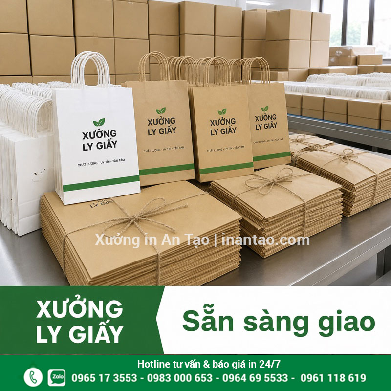 Túi giấy thành phẩm tại xuonglygiay.com Đóng gói lô túi giấy thành phẩm sẵn sàng giao khách
