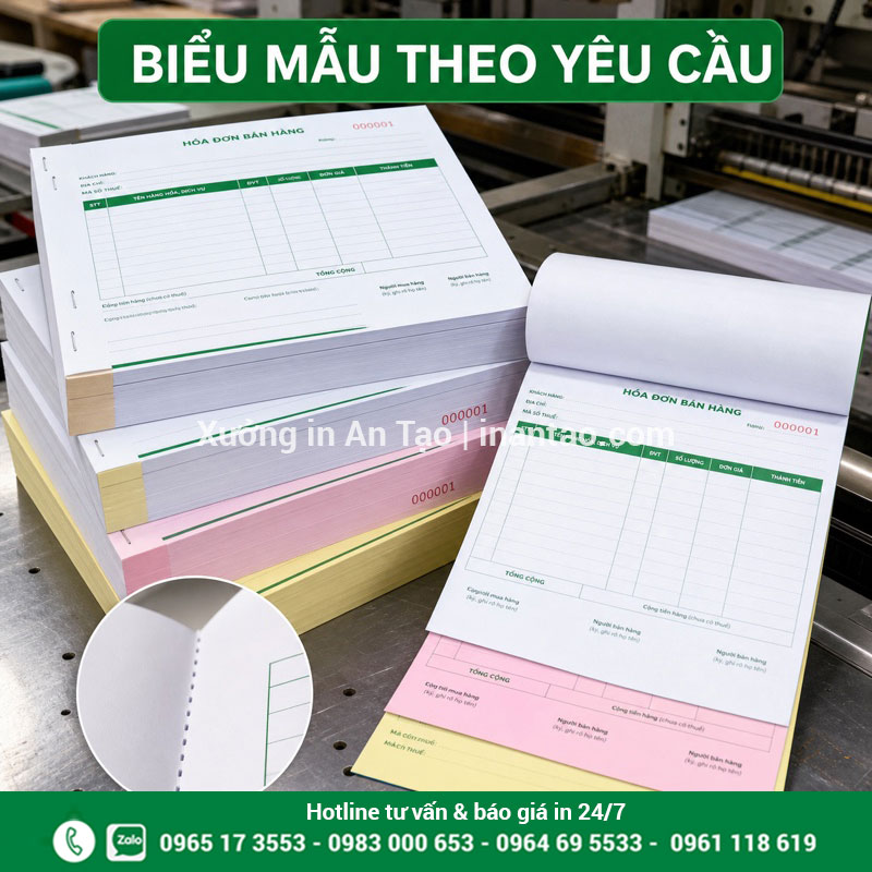 In biểu mẫu giá rẻ tại xưởng xuonglygiay.com Thành phẩm In biểu mẫu nhiều liên theo yêu cầu