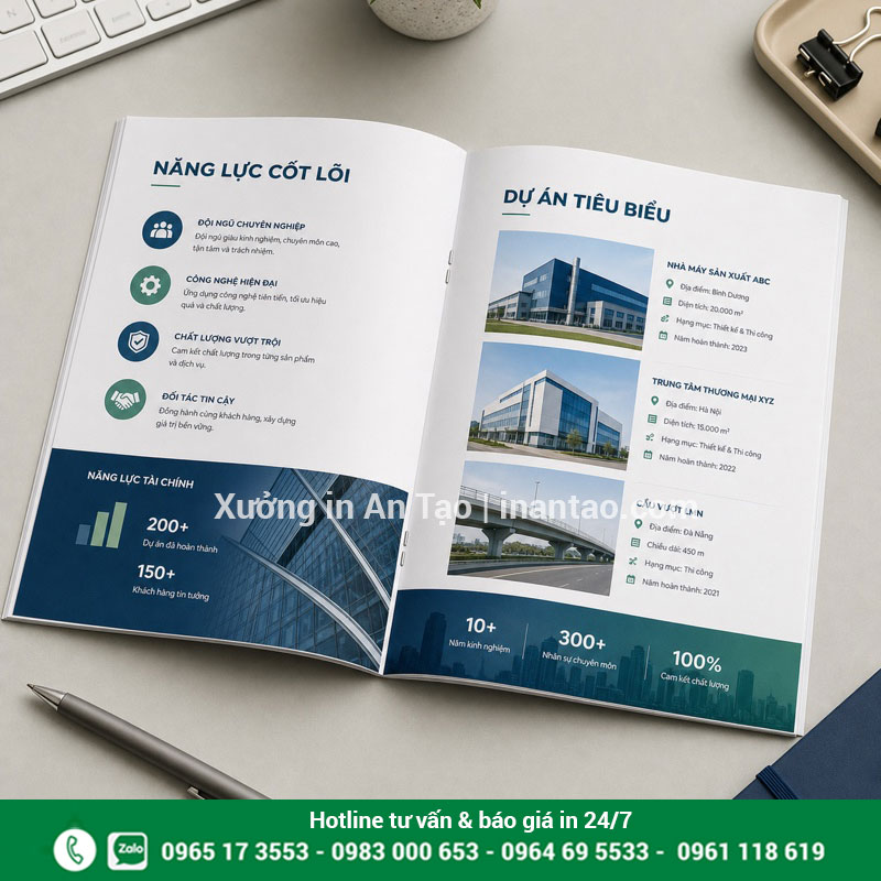 In hồ sơ năng lực màu sắc nét hai mặt Ruột in hồ sơ năng lực màu trình bày dự án và năng lực cốt lõi