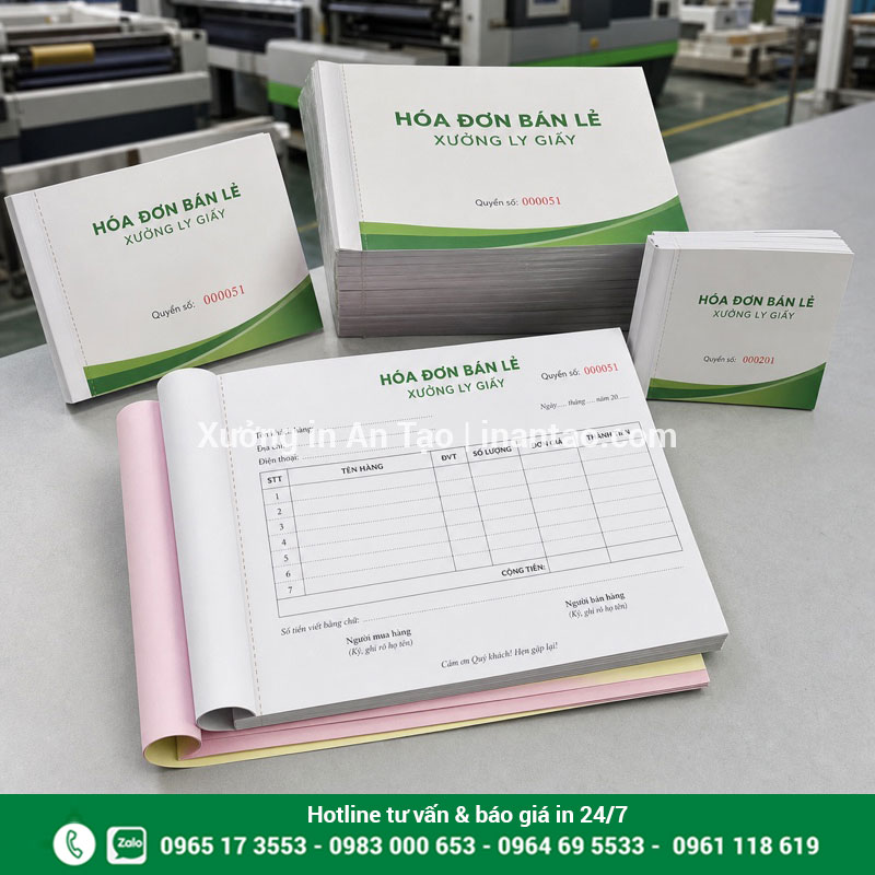 In hóa đơn theo yêu cầu tại xưởng TP.HCM Các cuốn in hóa đơn bán lẻ hoàn thiện tại xuonglygiay.com