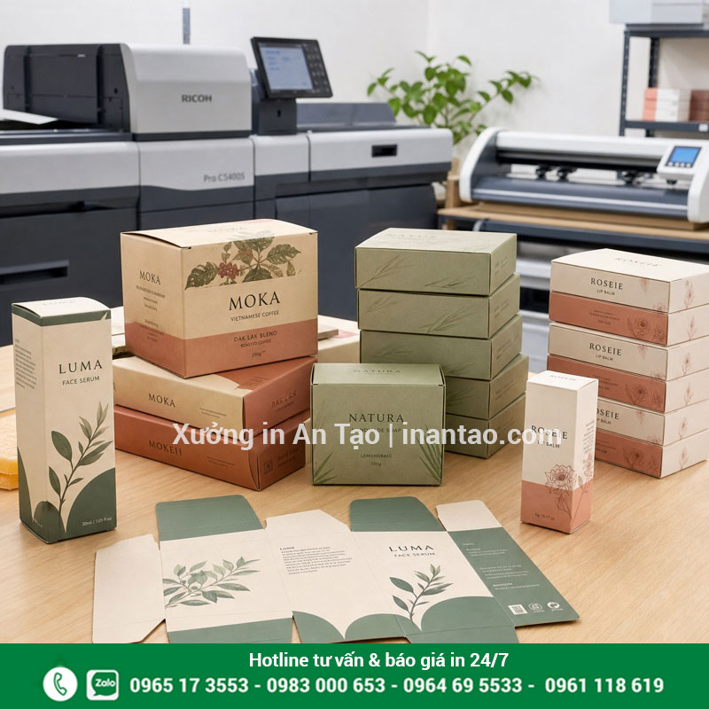 In hộp giấy số lượng ít linh hoạt nhiều mẫu thiết kế Mẫu in hộp giấy số lượng ít bằng công nghệ kỹ thuật số