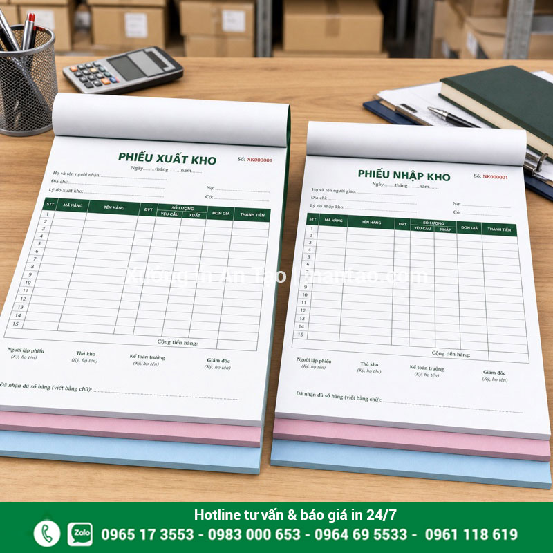 In phiếu xuất nhập kho carbonless nhiều liên Mẫu in phiếu xuất kho hcm và in phiếu nhập kho hcm