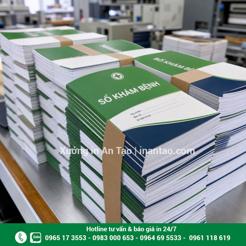 In sổ khám bệnh giá rẻ theo số lượng In sổ khám bệnh giá rẻ số lượng lớn đóng gói tại xưởng