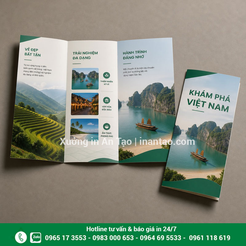 In tờ gấp A4 giới thiệu dịch vụ chuyên nghiệp Mẫu in tờ gấp A4 ba cánh hoàn thiện