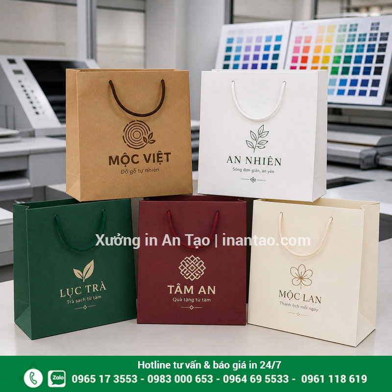 In túi giấy đẹp theo yêu cầu tại xuonglygiay.com Mẫu in túi giấy hoàn chỉnh nhiều màu tại xuonglygiay.com