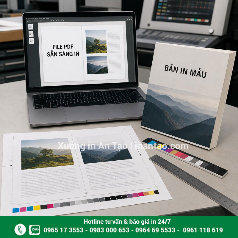 Cách tính giá in sách từ file PDF Kiểm tra file PDF, bản in mẫu và thang màu trước khi in sách