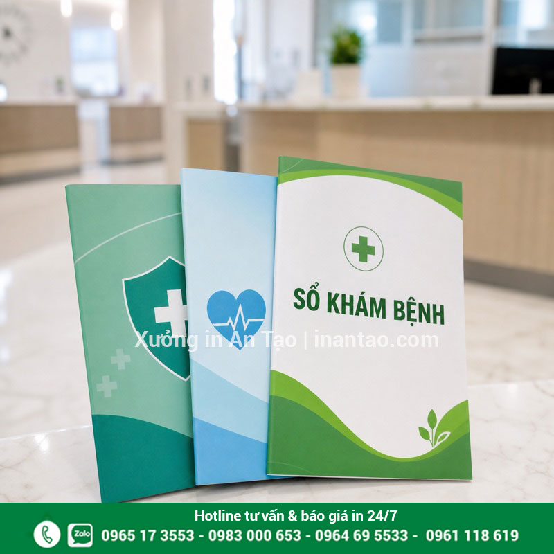 Mẫu sổ khám bệnh thiết kế theo nhận diện phòng khám Mẫu sổ khám bệnh đẹp cho phòng khám và cơ sở y tế