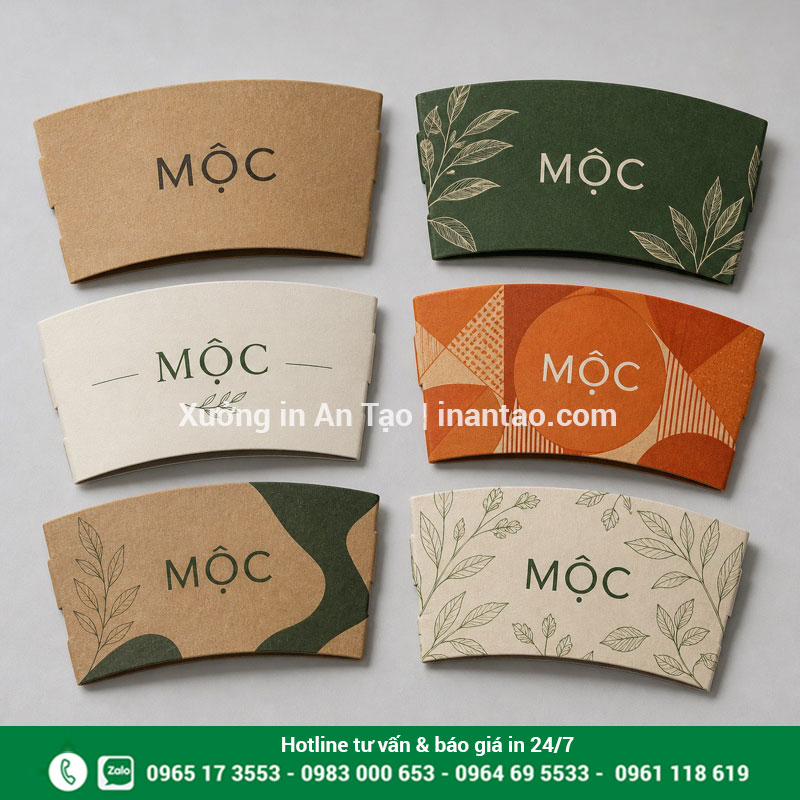Mẫu thiết kế vòng giấy bọc ly đẹp Bộ mẫu vòng giấy bọc ly in nhiều phong cách thương hiệu