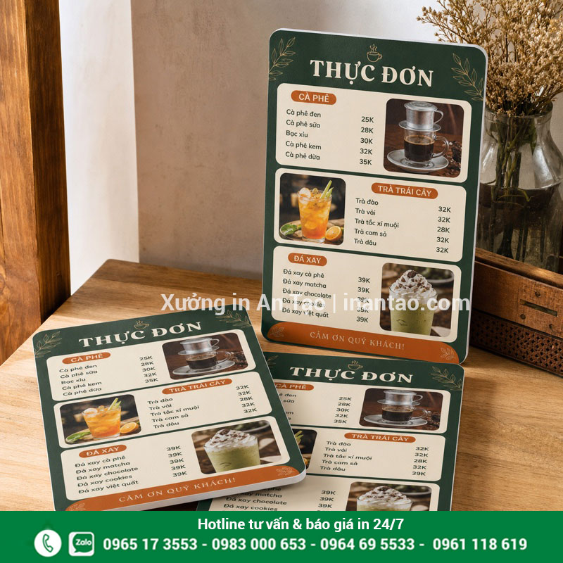 Menu Formex bền đẹp in theo yêu cầu tại xuonglygiay.com Bộ menu Formex in màu hoàn chỉnh cho quán cà phê tại xuonglygiay.com