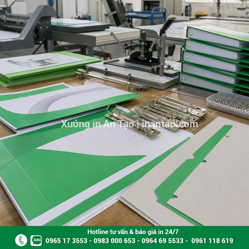 Sản xuất bìa còng theo thiết kế Quy trình sản xuất bìa còng tại xưởng in